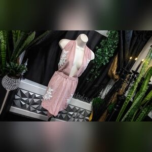 Covet Dusty Rose Short Halter Romper Suit XL